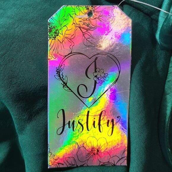 Justify Forest Green Cowl Neck Midi Satin Dress Spaghetti Strap Size M NEW 2719 - Picture 4 of 13